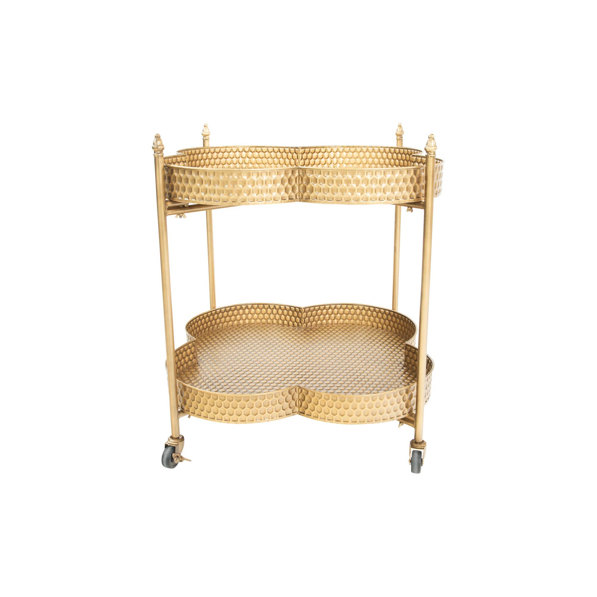 Hello Honey® 28.5" 2-Tier Clover Shaped Metal Bar Cart on Caster Wheels